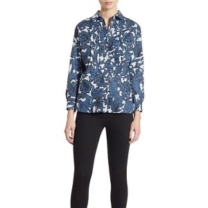 Burberry Posy Blouse Button Down Boyfriend Shirt